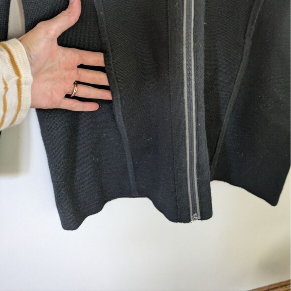 Athleta Black Chill Chaser Merino Wool Blend Sweater Coat Jacket Black Full XS - Picture 5 of 8